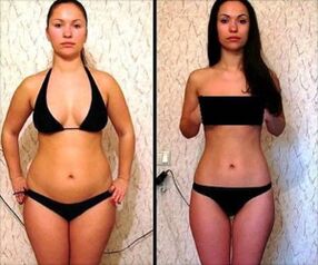 Girl before and after 5 day watermelon diet